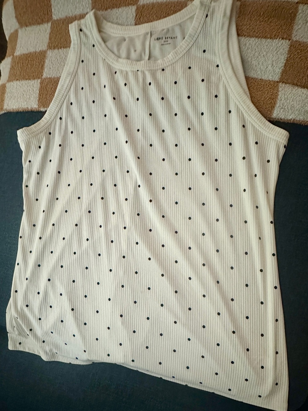 Lanebryant Women’s Cream & Black Polka Dot Tank Top